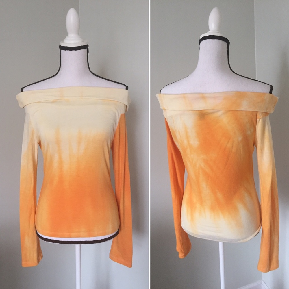 🌼 Long Sleeve Off-Shoulder Ombré Top